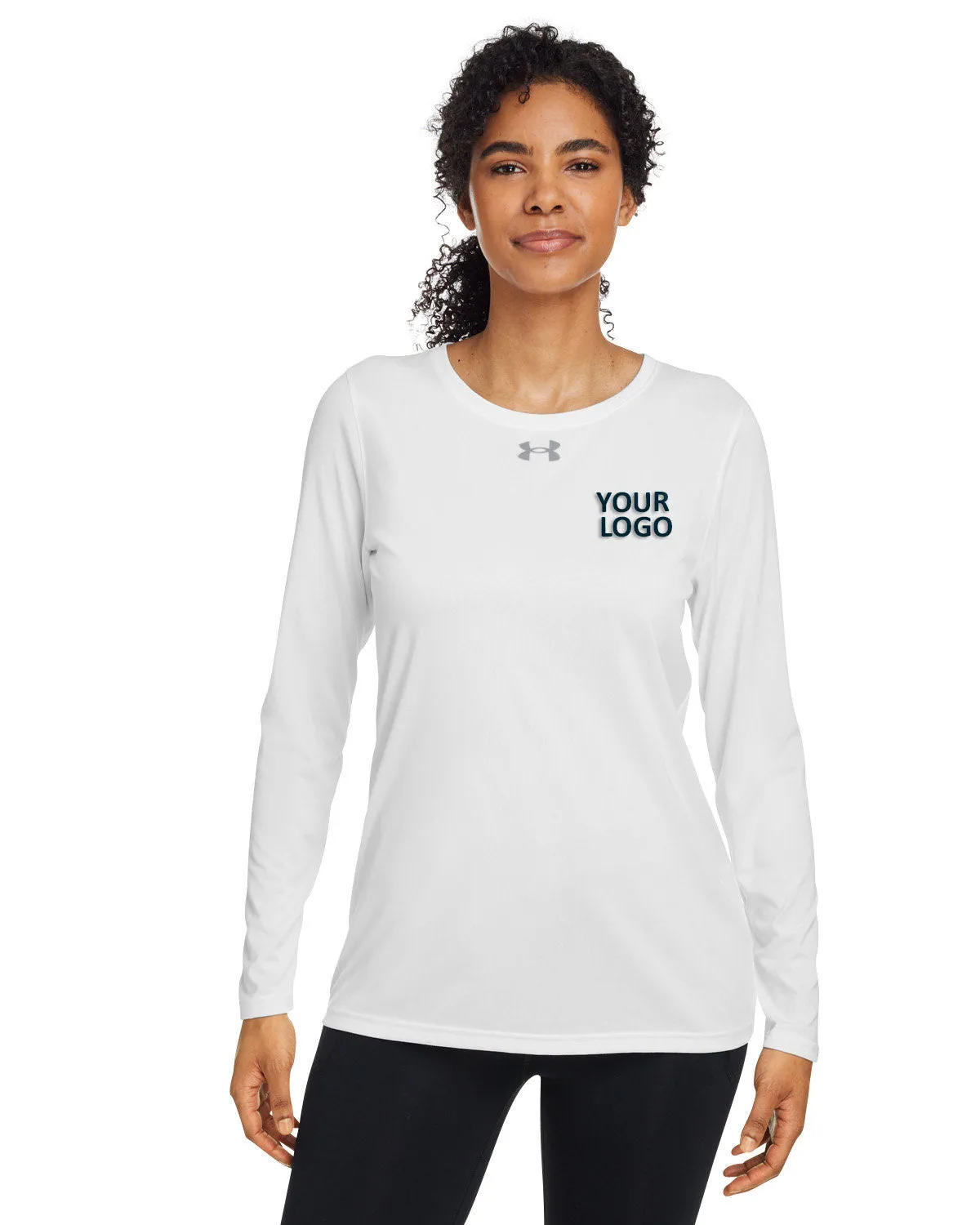 Under Armour Ladies Tech Long-Sleeve Customized T-Shirts, White