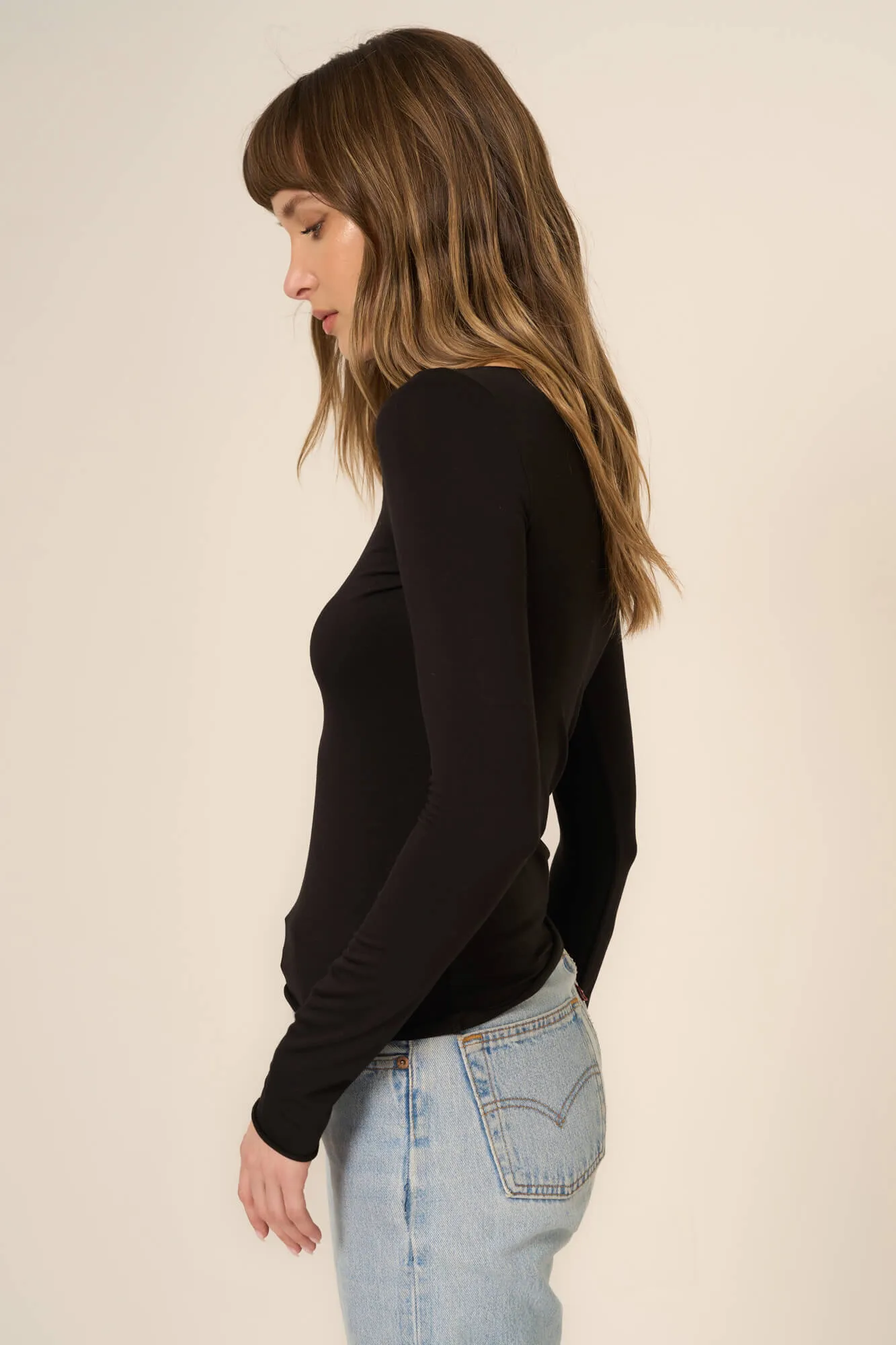 Vera Boat Neck Long Sleeve - Black