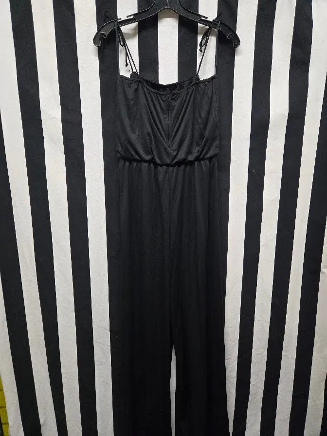 Vintage 70s Polyester Black Jumpsuit