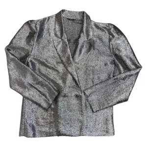 Vintage 80s Silver Shiny Party Blazer 12 14 M