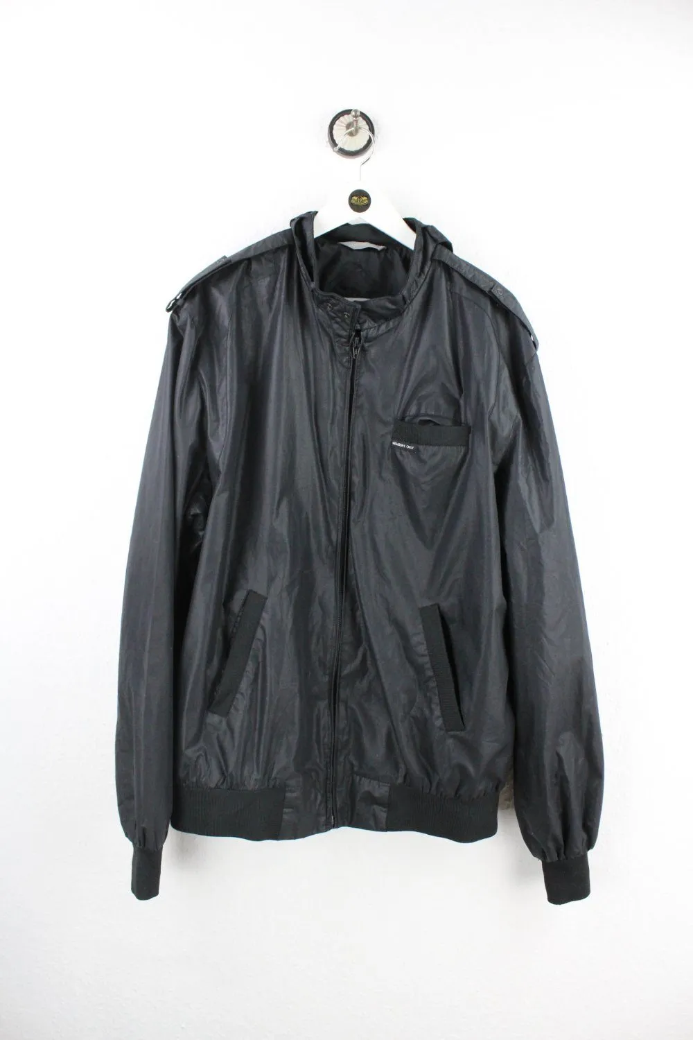 Vintage Black Polyester Jacket ( XL )