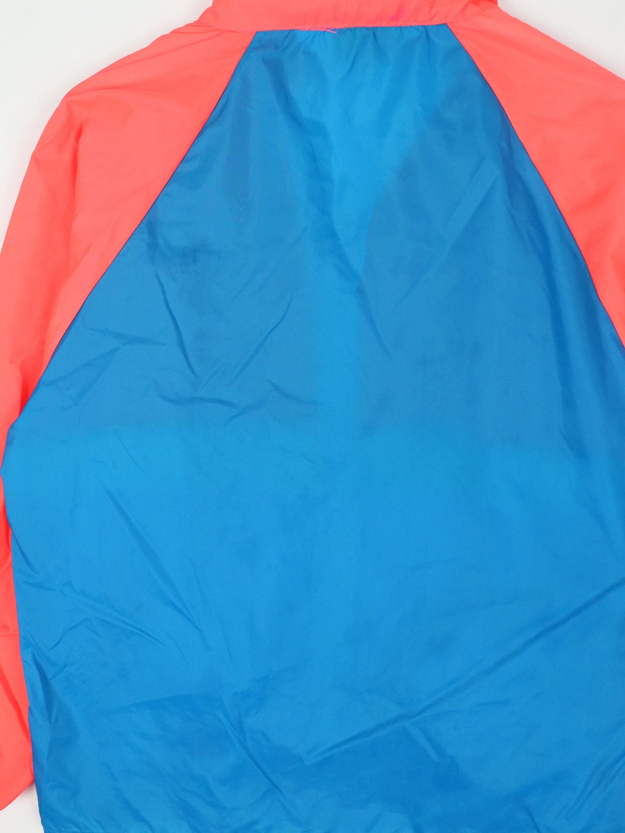 Vintage Logo Windbreaker Womens Medium Blue Packable Jacket 90s Neon