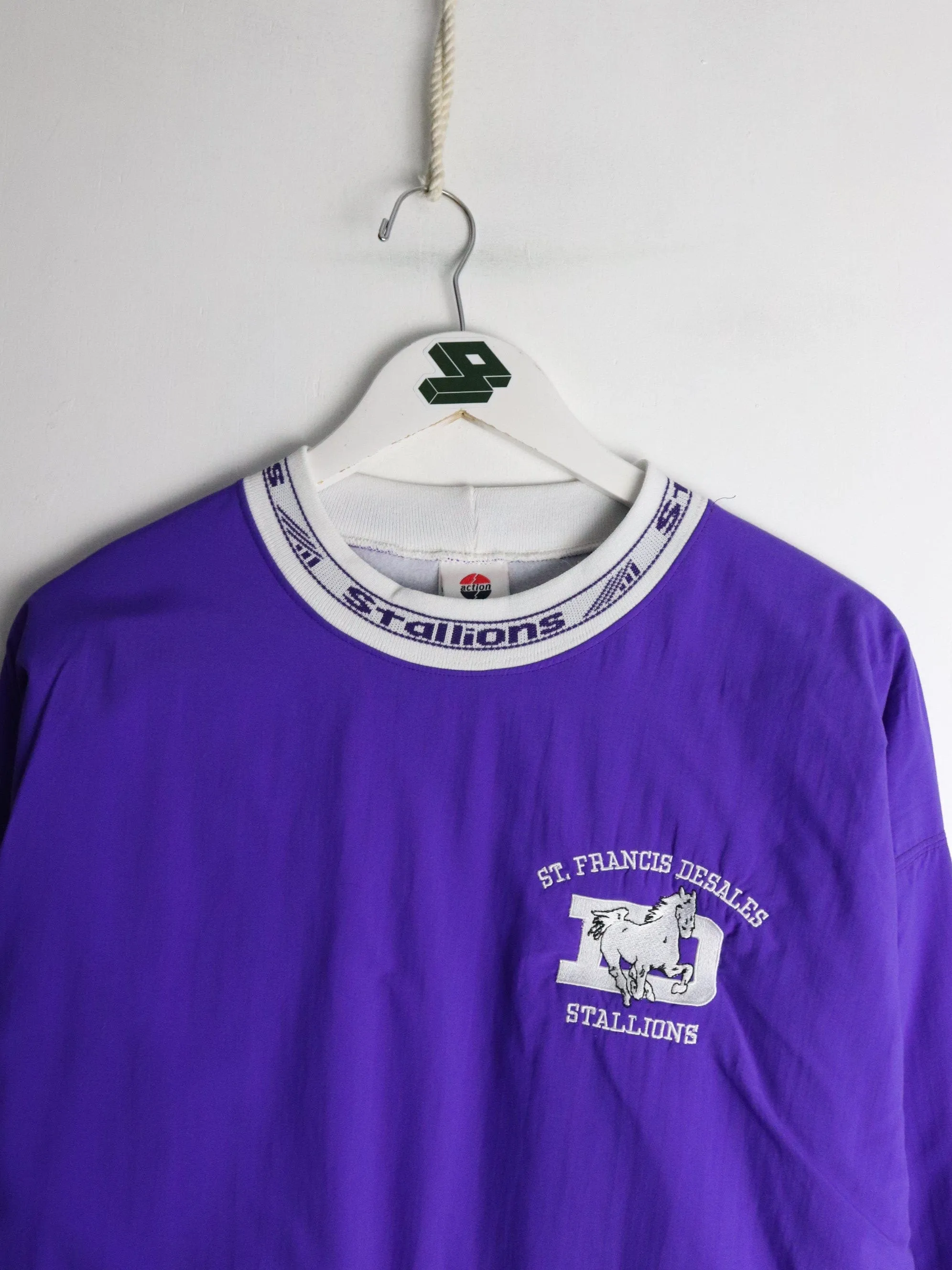 Vintage St. Francis Desales Stallions Jacket Mens Large Purple