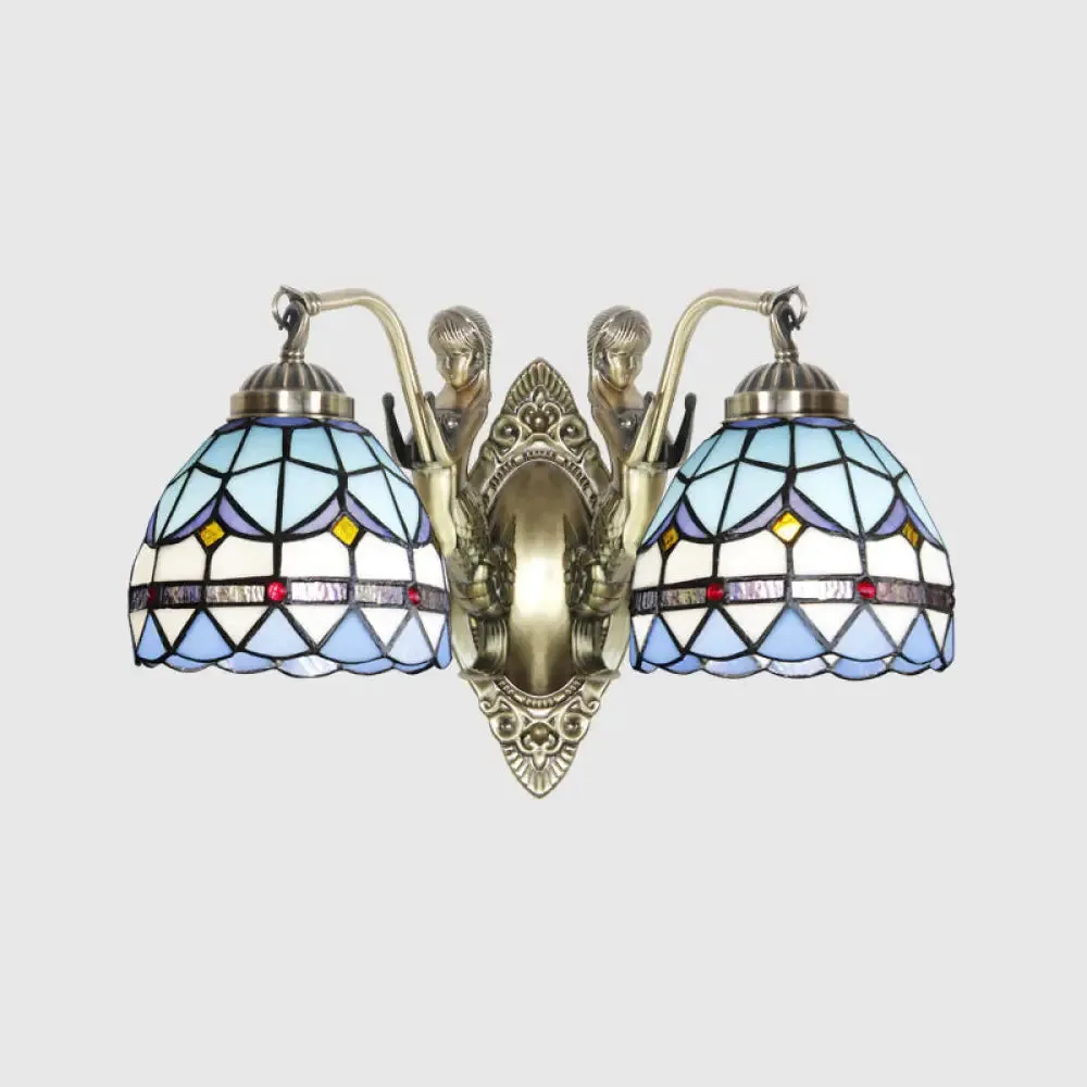 Vintage Wall Light with Stained Glass and Mermaid Detailing