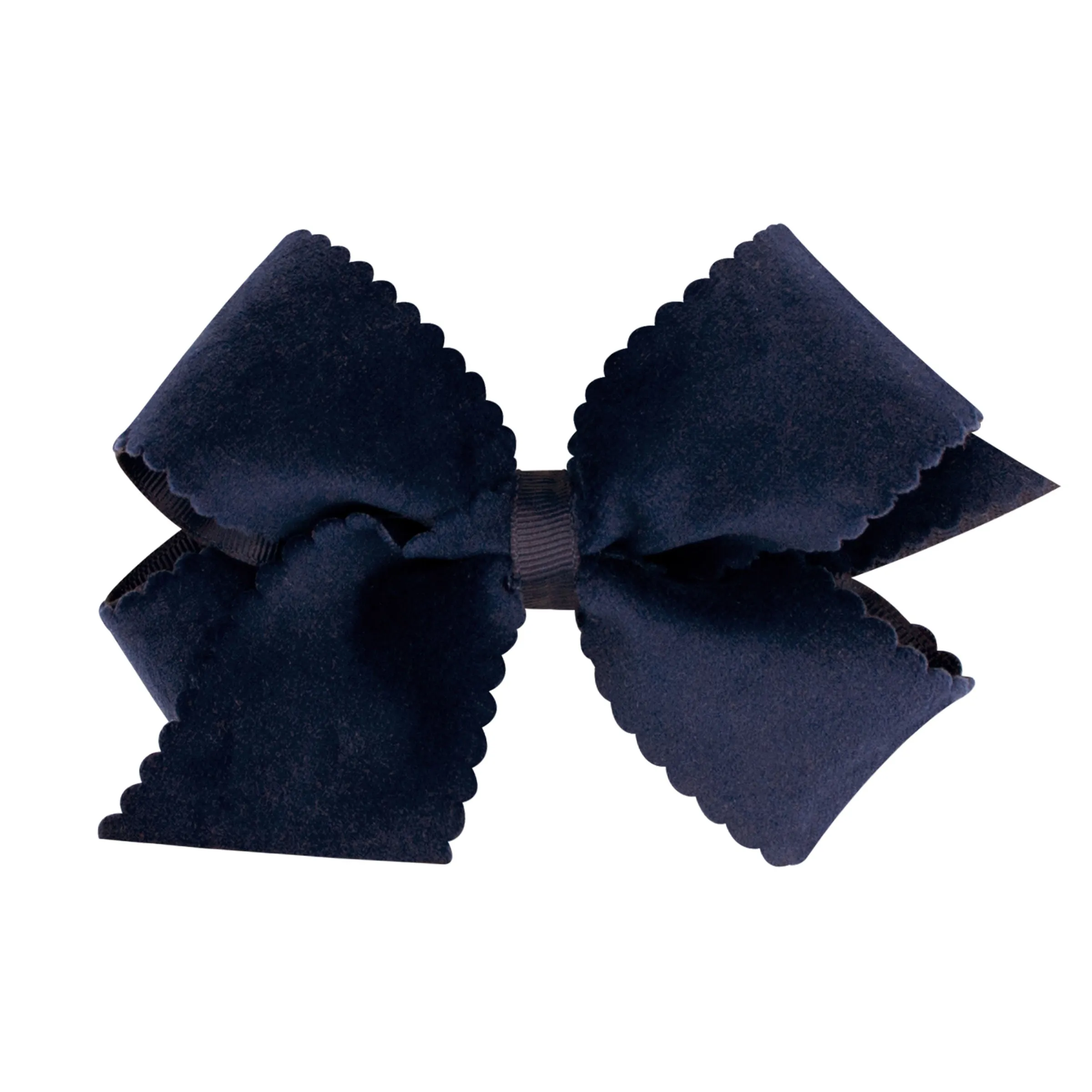 Wee Ones Medium Grosgrain Hair Bow with Scalloped Edge Faux Velvet Overlay