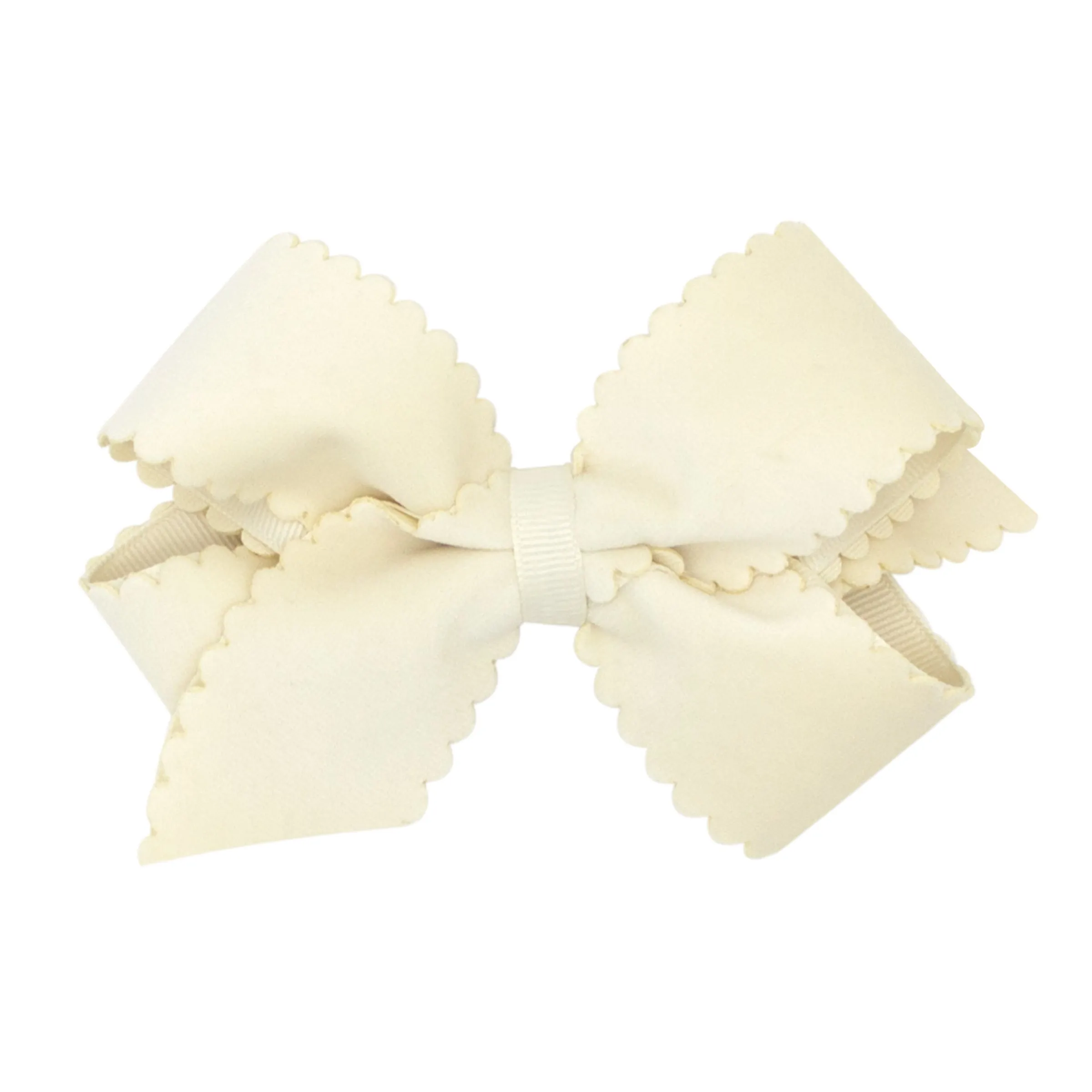 Wee Ones Medium Grosgrain Hair Bow with Scalloped Edge Faux Velvet Overlay