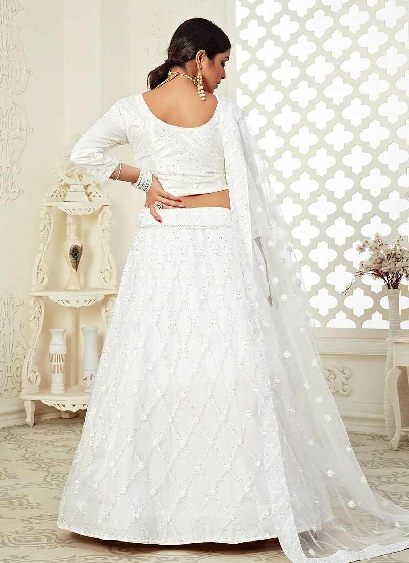 White Embroidered Festival Lehenga Choli