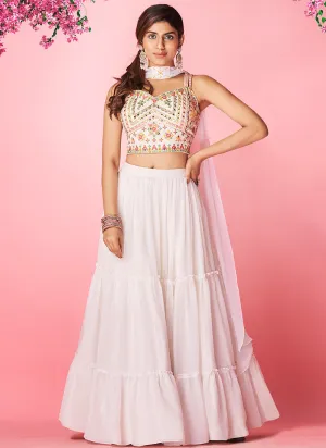 White Multi Embroidered Wedding Lehenga Choli