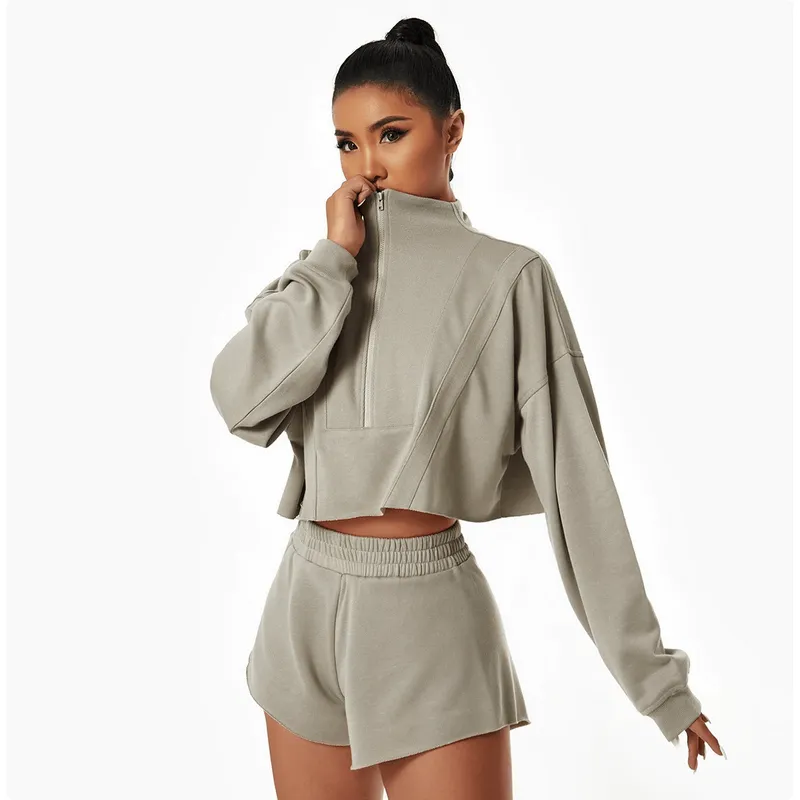 Women's Loose Fashionable Long Sleeve Cropped Sweatshirt - SF1016