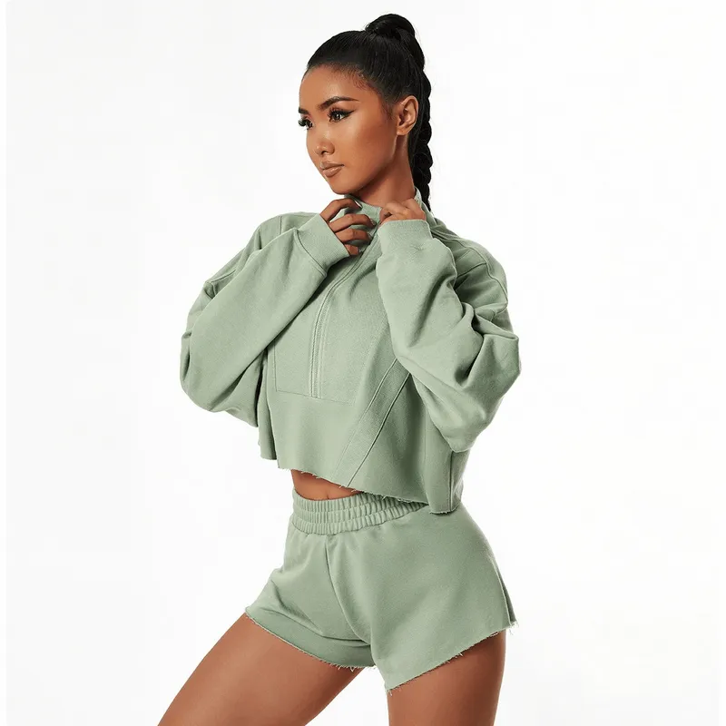 Women's Loose Fashionable Long Sleeve Cropped Sweatshirt - SF1016