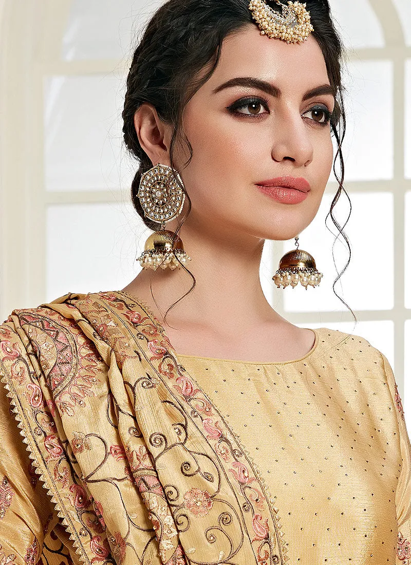 Yellow Golden Traditional Embroidered Palazzo Suit